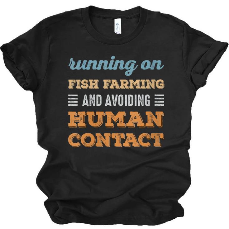 Running On Fish Farming Social Introvert Humor Vintage Unisex Jersey T-Shirt