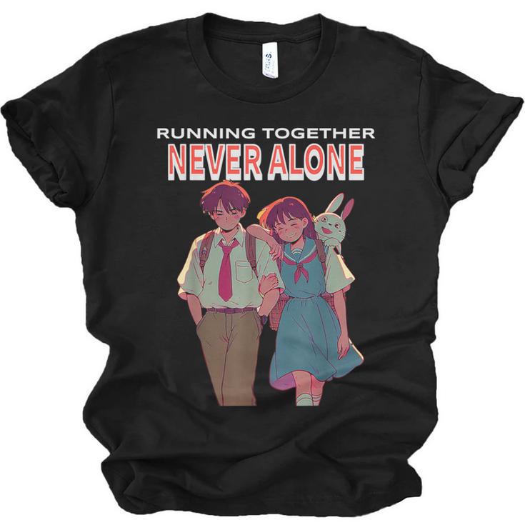 Running Together Always Connected Anime Nostalgia Message Unisex Jersey T-Shirt