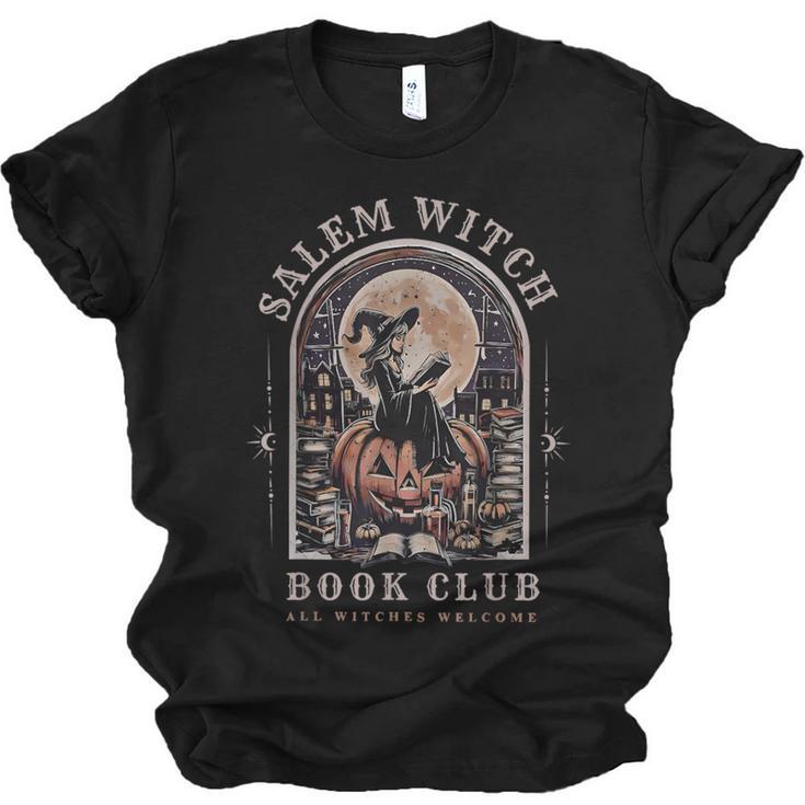 Salem Witch Book Club All Witches Welcome Spooky Halloween Unisex Jersey T-Shirt