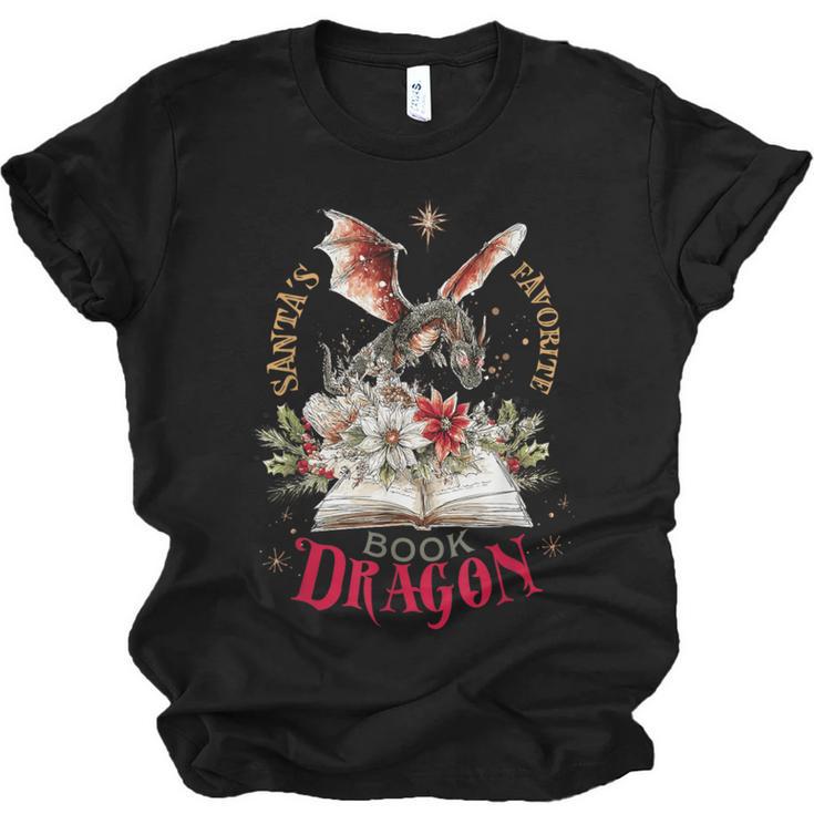 Santa's Favorite Book Dragon Christmas Magic Unisex Jersey T-Shirt