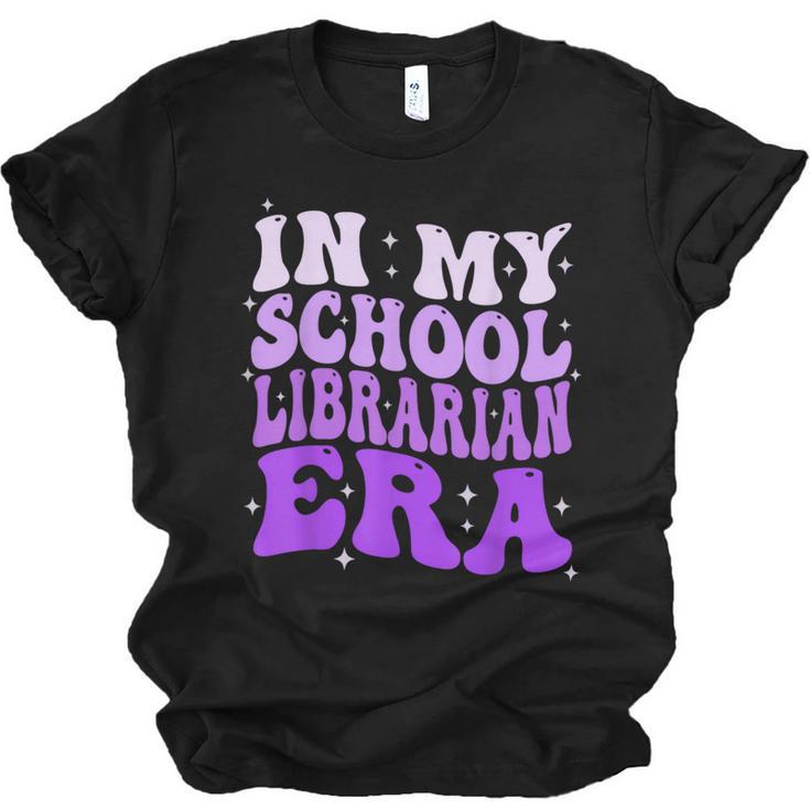 In My School Librarian Era Groovy Back To School Book Lover Unisex Jersey T-Shirt