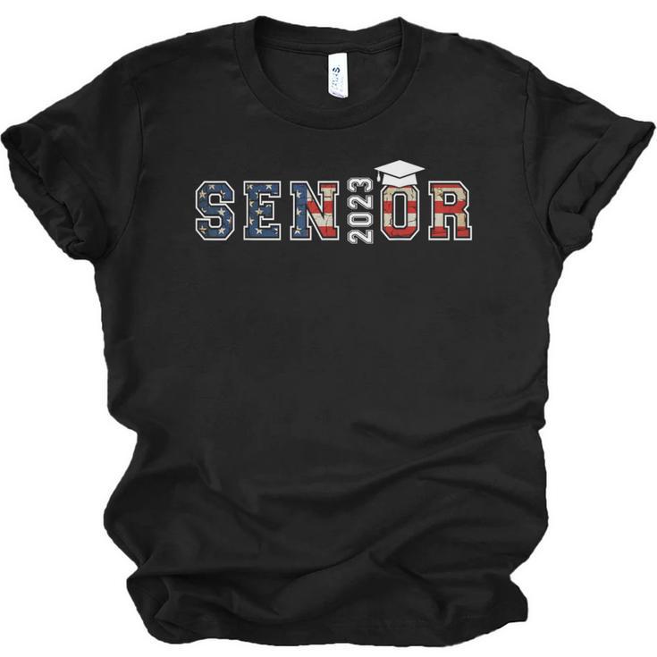 Senior 2023 American Flag USA Graduation Class Of 2023 Women Kids Men Unisex Jersey T-Shirt