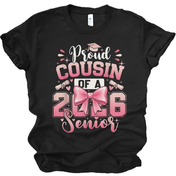 Senior 2026 Class Of 26 Coquette Pink Bow Graduation Cousin Unisex Jersey T-Shirt