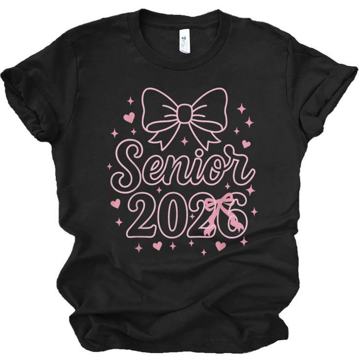 Senior 2026 Class Of 2026 Coquette Pink Bow Graduation Unisex Jersey T-Shirt