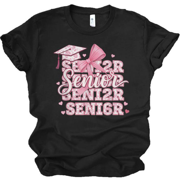 Senior 2026 Class Of 2026 Cute Coquette Pink Bow Graduation Unisex Jersey T-Shirt