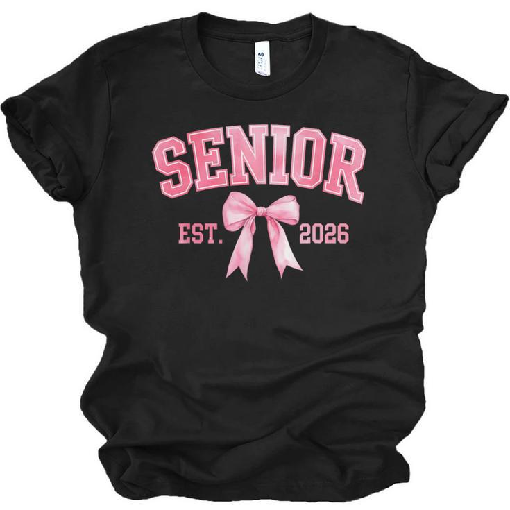 Senior 2026 Coquette Pink Bow Class Of 2026 Graduation Girls Unisex Jersey T-Shirt