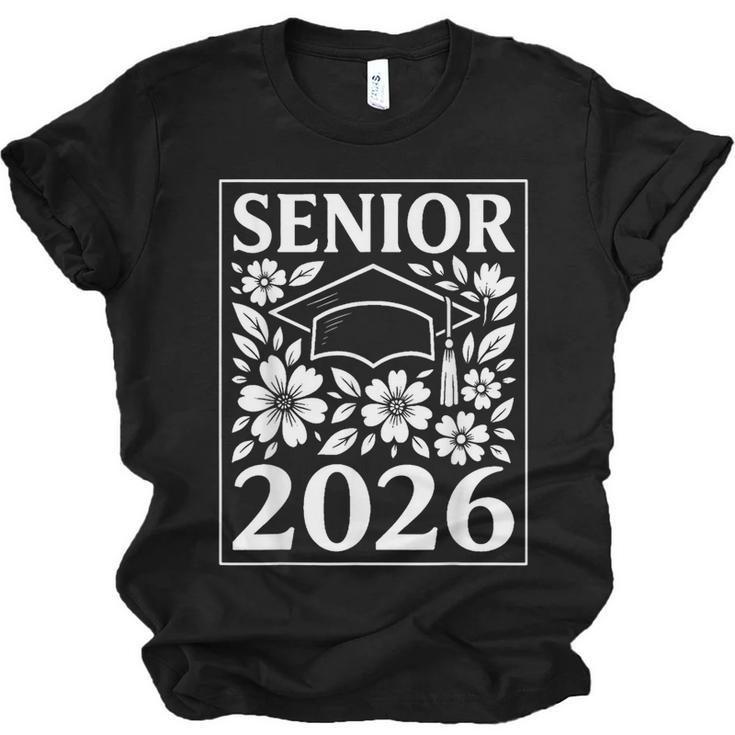 Senior 2026 Floral Flowers Class Of 2026 Graduation Kids Unisex Jersey T-Shirt