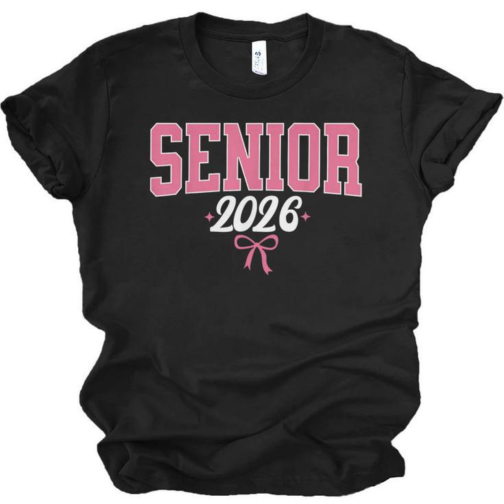 Senior 2026 Pink Coquette Bow Class Of 2026 Graduation Women Unisex Jersey T-Shirt