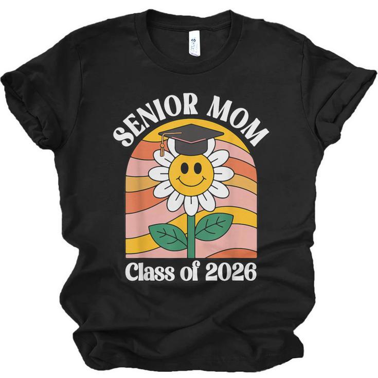 Senior Mom Class Of 2026 Daisy Flower Retro Graduation Unisex Jersey T-Shirt