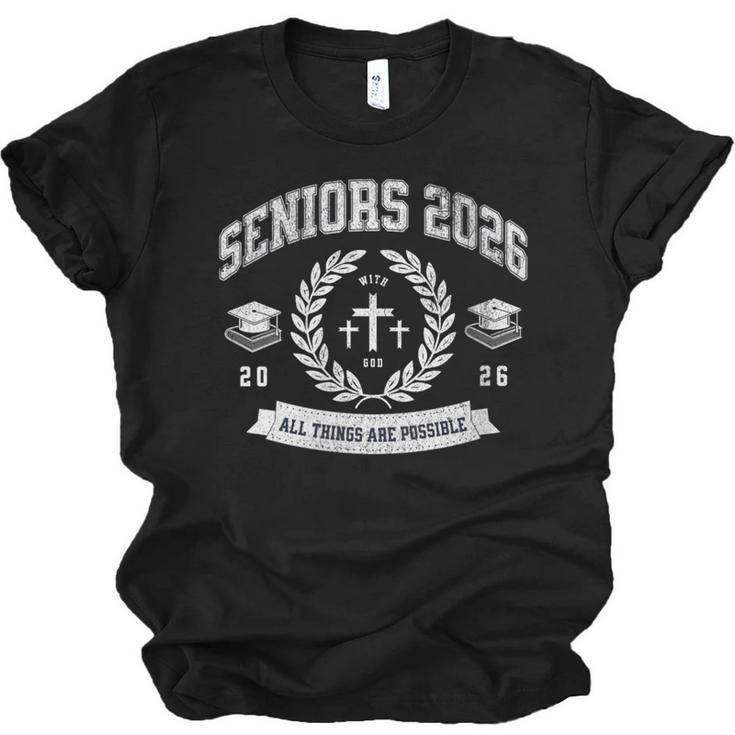 Seniors Class Of 2026 Christian Graduation Religious Grad Unisex Jersey T-Shirt