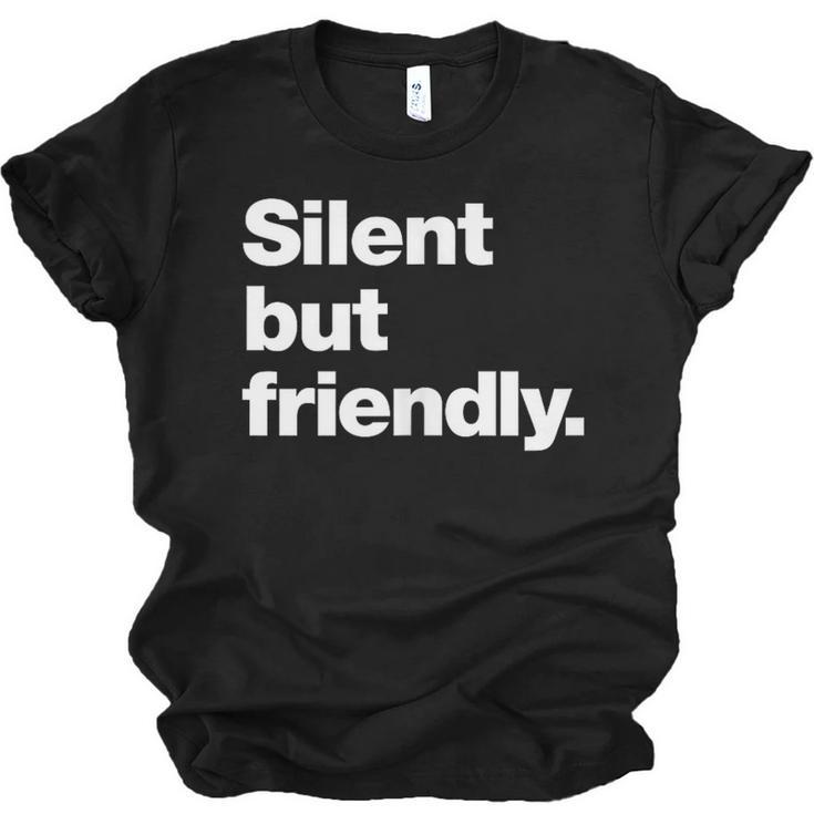 Silent But Friendly A Design For Introverts Unisex Jersey T-Shirt