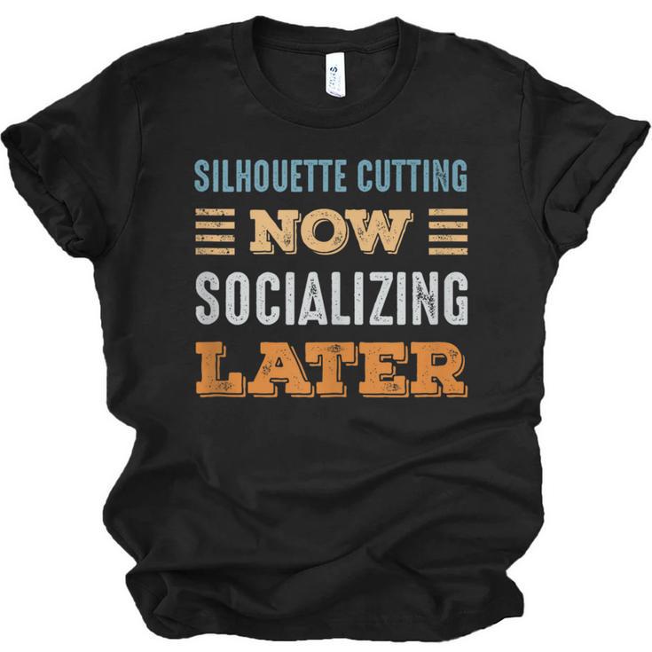 Silhouette Cutting Now Minimal Socializing Introvert Unisex Jersey T-Shirt