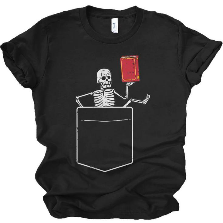 Skeleton Books Read Book Reading Librarian Across America Unisex Jersey T-Shirt