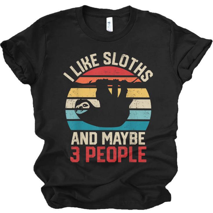 I Like Sloths And Maybe 3 People Sloth Introvert Vintage Unisex Jersey T-Shirt