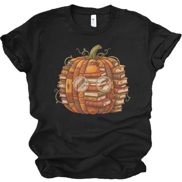 Smart Book Pumpkin Retro Fall Teacher Reading Halloween Unisex Jersey T-Shirt