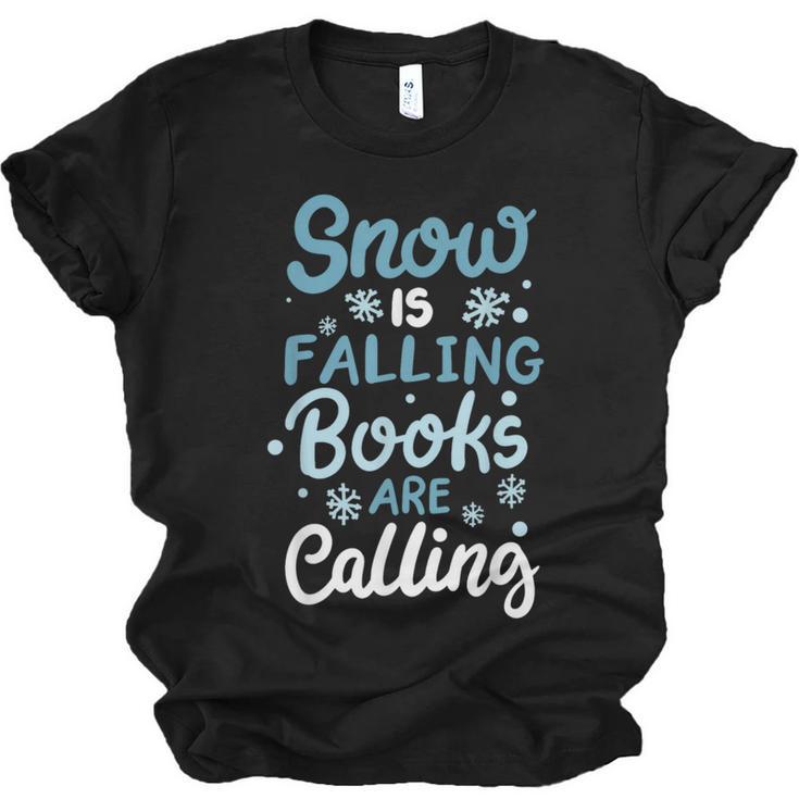Snow Is Falling Books Are Calling Unisex Jersey T-Shirt