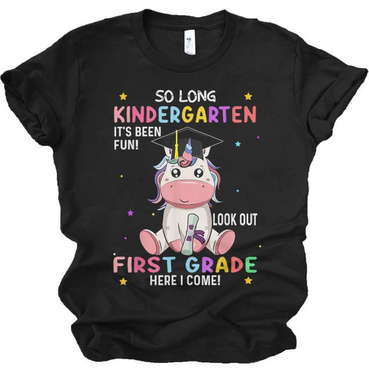 So Long Kindergarten Graduation Class 2025 Unicorn Girls Unisex Jersey T-Shirt