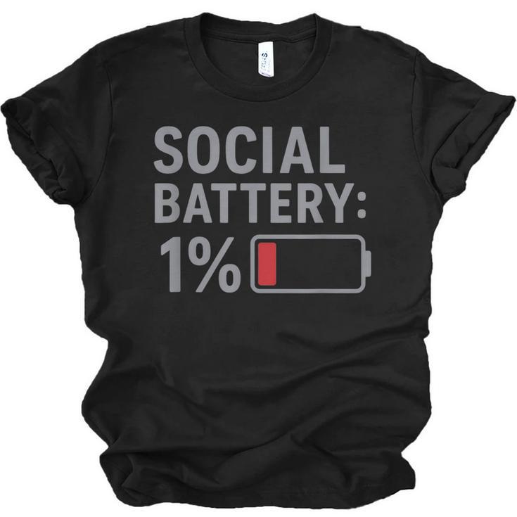 Social Battery 1 Percent Introvert Mood Minimalist Unisex Jersey T-Shirt