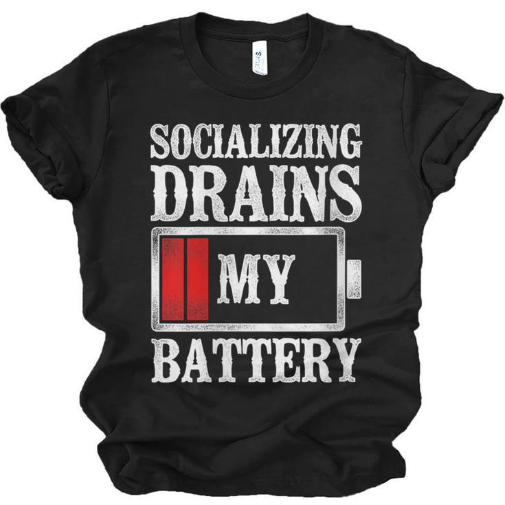 Socializing Drains My Battery Introvert Unisex Jersey T-Shirt