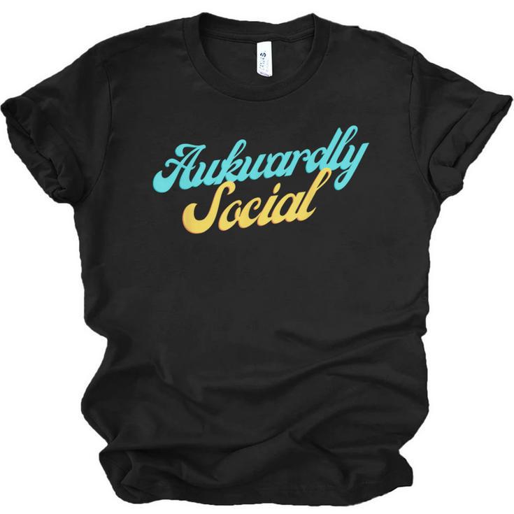 Socially Awkward Introvert Retro Anxious Awkwardly Social Unisex Jersey T-Shirt