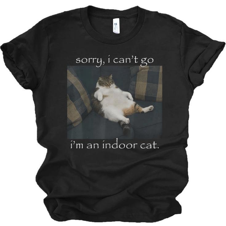Sorry I Can’t Go I’m An Indoor Cat Introvert Meme Unisex Jersey T-Shirt