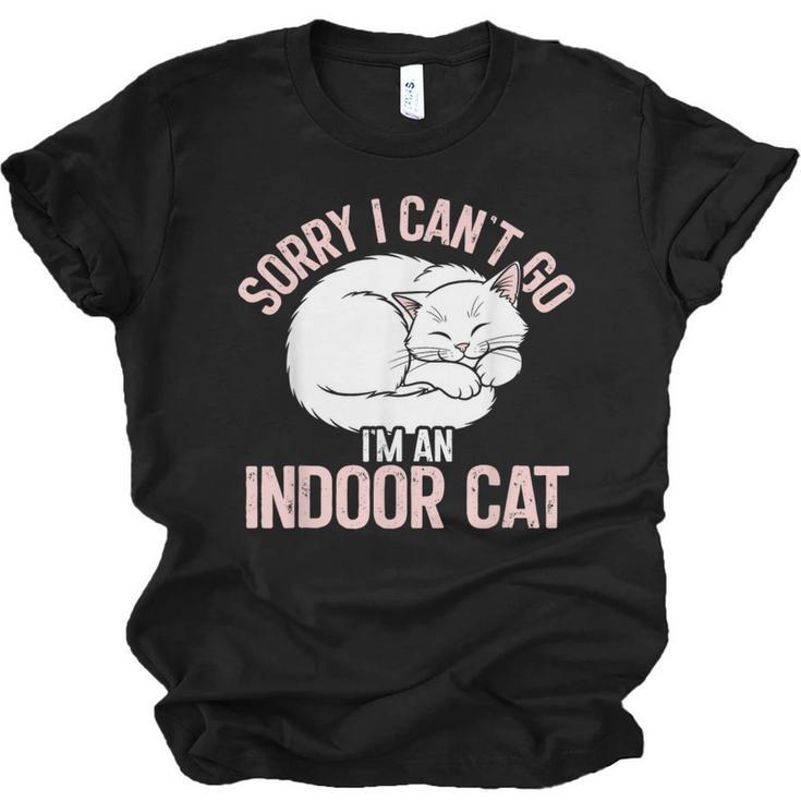 Sorry I Can't Go I'm An Indoor Cat Lazy Humor Introvert Cat Unisex Jersey T-Shirt