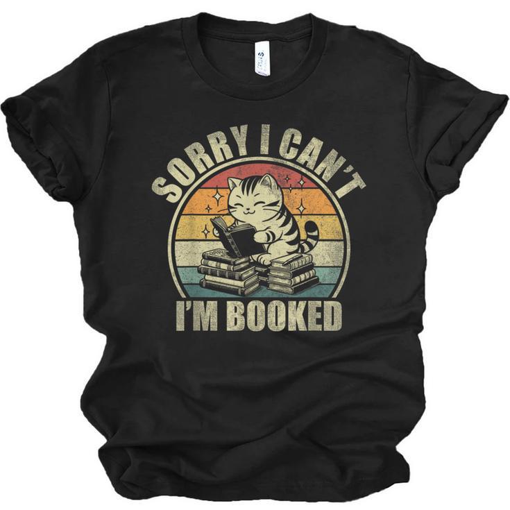Sorry I Can't I'm Booked Reading For Cat Lover For Men Women Unisex Jersey T-Shirt
