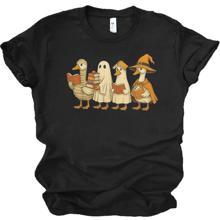 Spooky Halloween Book Lover Halloween Reading Goose Unisex Jersey T-Shirt
