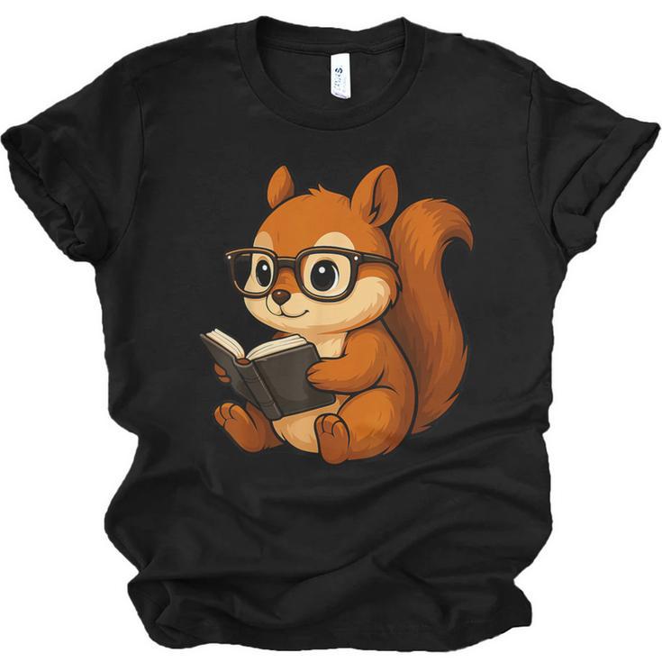 Squirrel Reading Book Lover Unisex Jersey T-Shirt