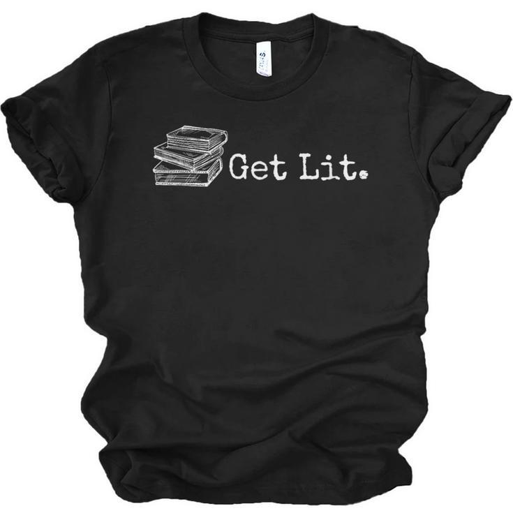 Stack Of Books Get Lit Book Reading Reader Unisex Jersey T-Shirt