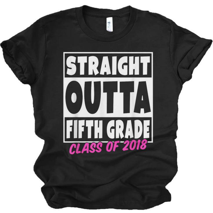 Straight Outta Fifth Grade Class Of 2018 Graduation Unisex Jersey T-Shirt