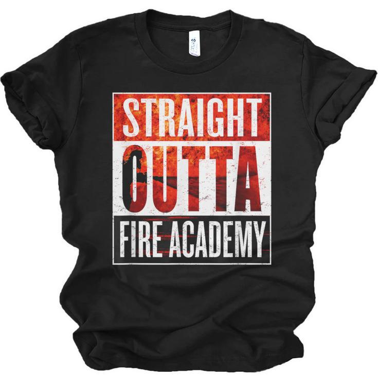 Straight Outta Fire Academy T Shirt Firefighter Graduation Unisex Jersey T-Shirt