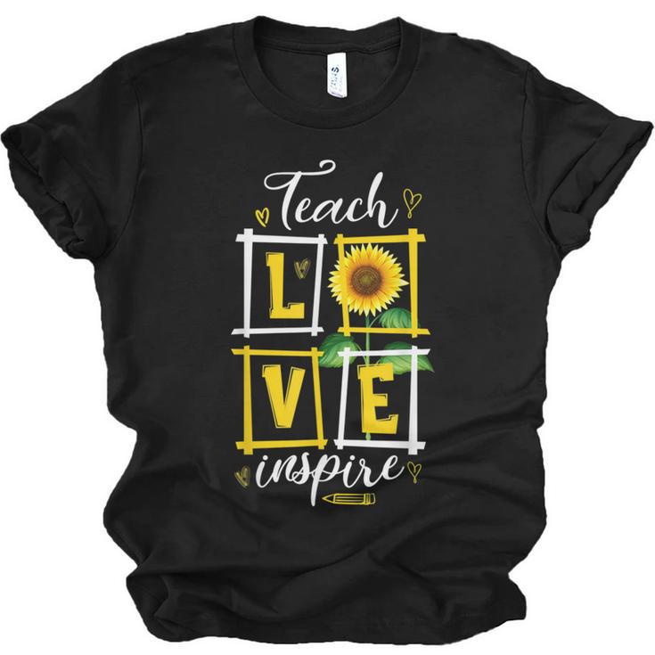 Sunflower Teach Love Inspire Cool Graduation Teacher School Unisex Jersey T-Shirt