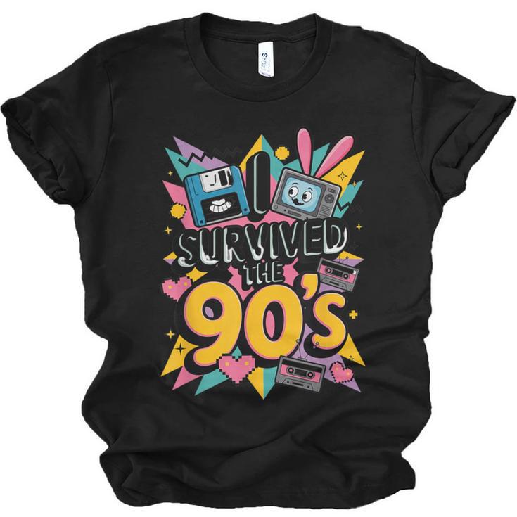 I Survived The 90s – Cute Retro Cartoon Nostalgia Unisex Jersey T-Shirt