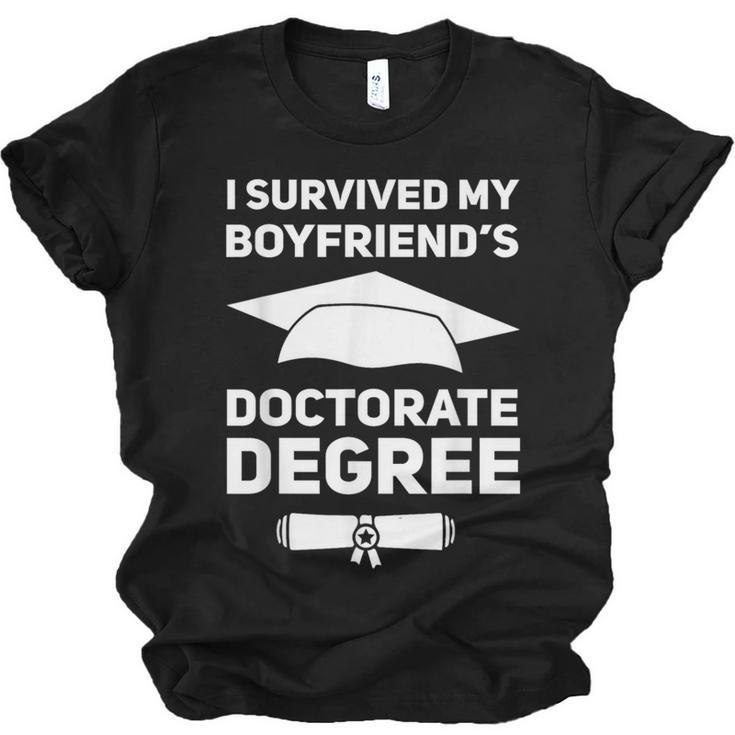 I Survived My Boyfriend's Doctorate Degree Graduation Unisex Jersey T-Shirt