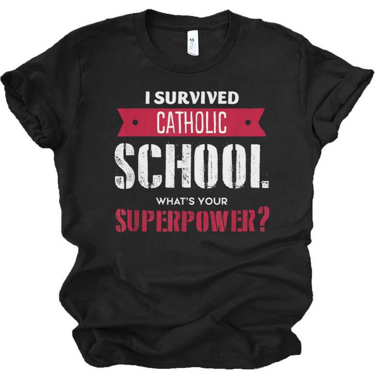 I Survived Catholic School Shirt Catholic Graduation Unisex Jersey T-Shirt