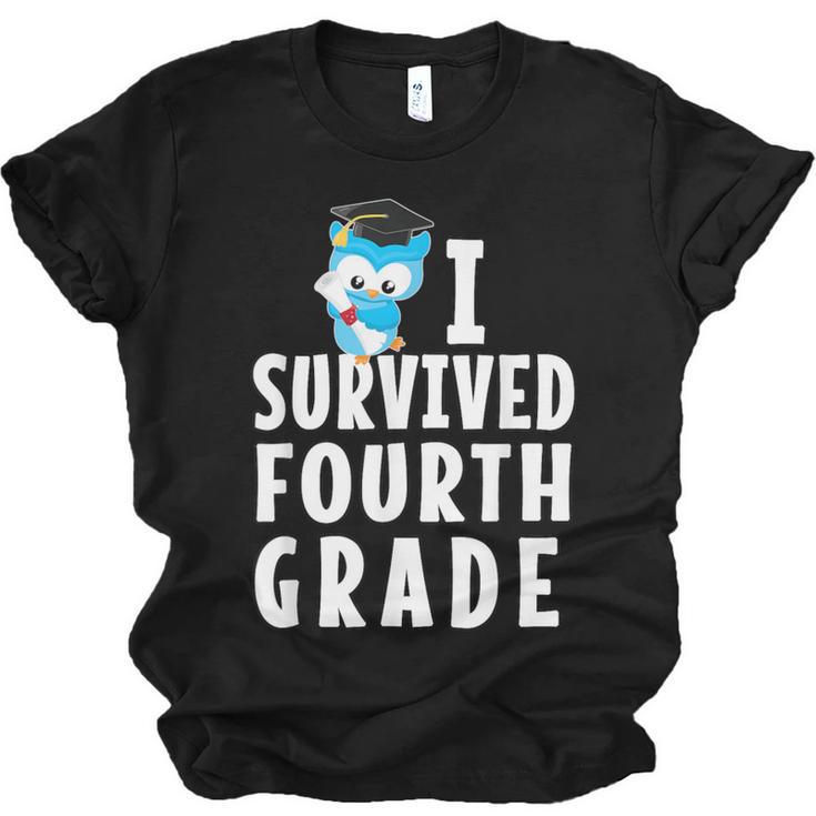 I Survived Fourth Grade Graduation Kids Owl Grad Unisex Jersey T-Shirt