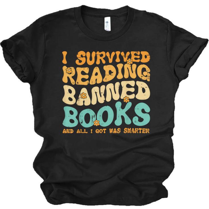 I Survived Reading Banned Books Read Librarian Men Women Unisex Jersey T-Shirt