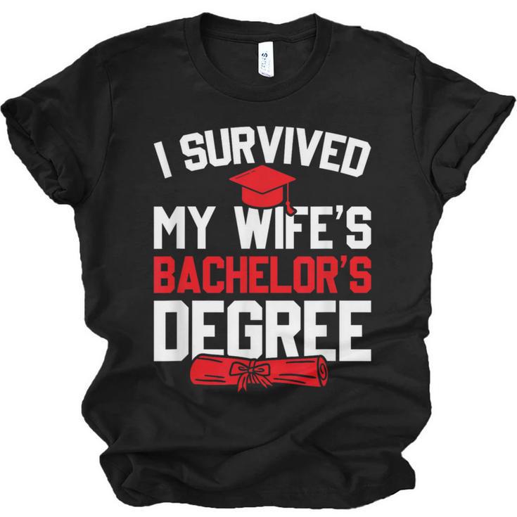 I Survived My Wife's Bachelor's Degree Graduation Unisex Jersey T-Shirt