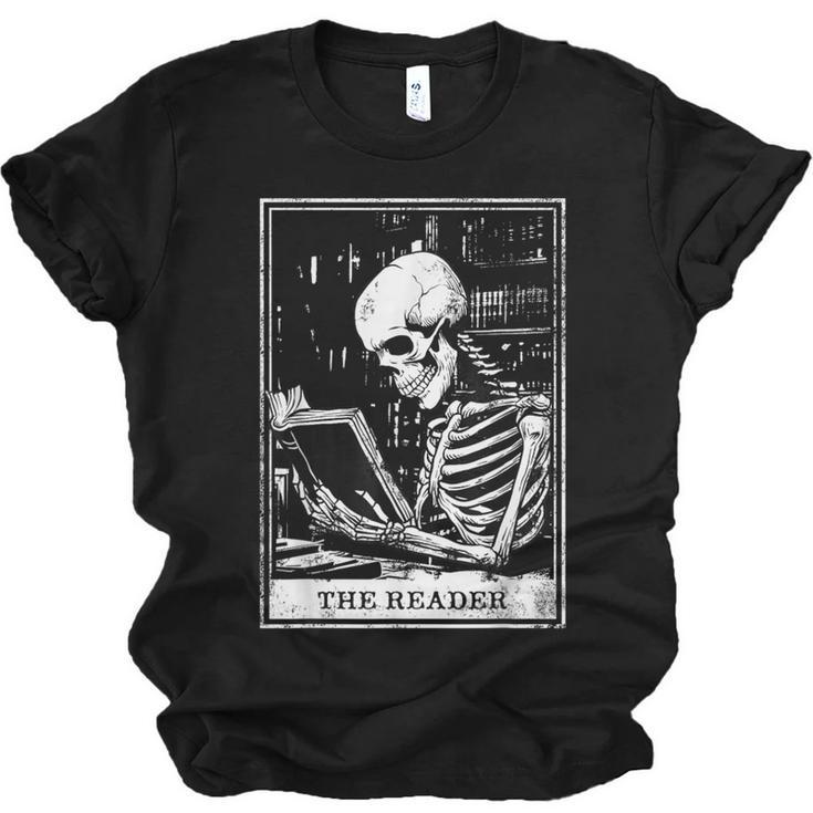 Tarot Card Shirt The Reader Tarot Skeleton Reading Book Unisex Jersey T-Shirt