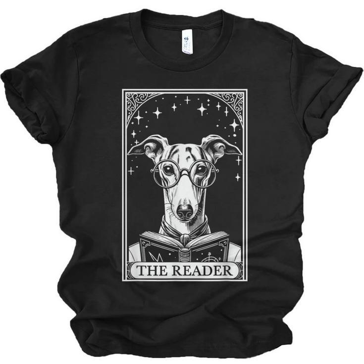 Tarot Card Vintage Whippet Dog Book Lover The Reader Unisex Jersey T-Shirt