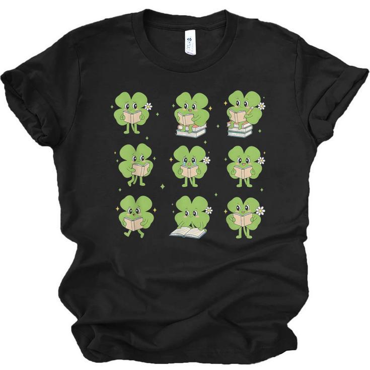 Teacher Reading Shamrock St Patrick’s Day Book Lover Kids Unisex Jersey T-Shirt