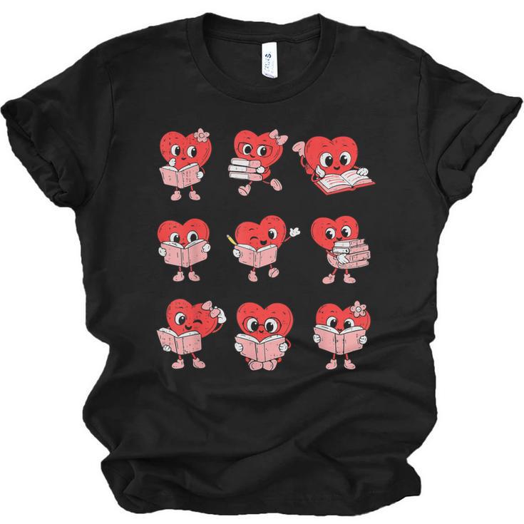 Teacher Valentines Day Reading Book Lover Bookworm Library Unisex Jersey T-Shirt