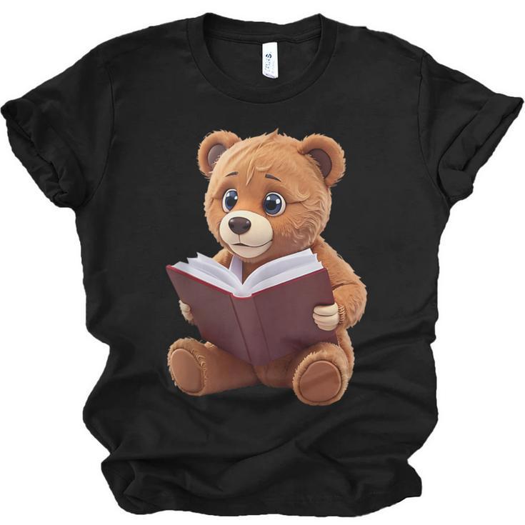 Teddy Bear Reading a Book Unisex Jersey T-Shirt