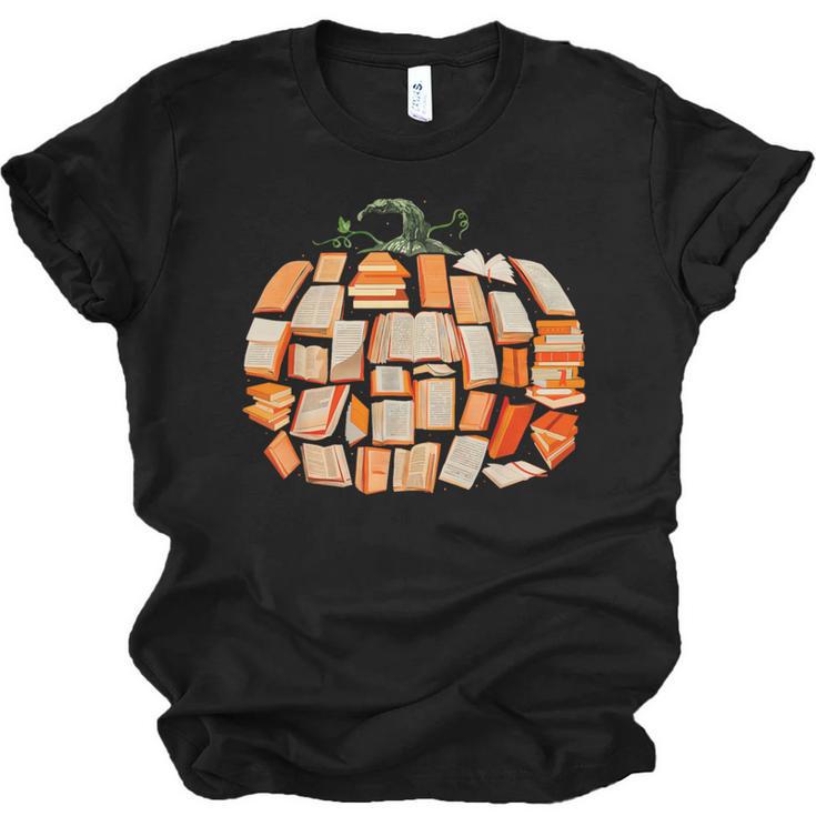 Thanksgiving Fall Books Pumpkins Vintage Library Teacher Kid Unisex Jersey T-Shirt