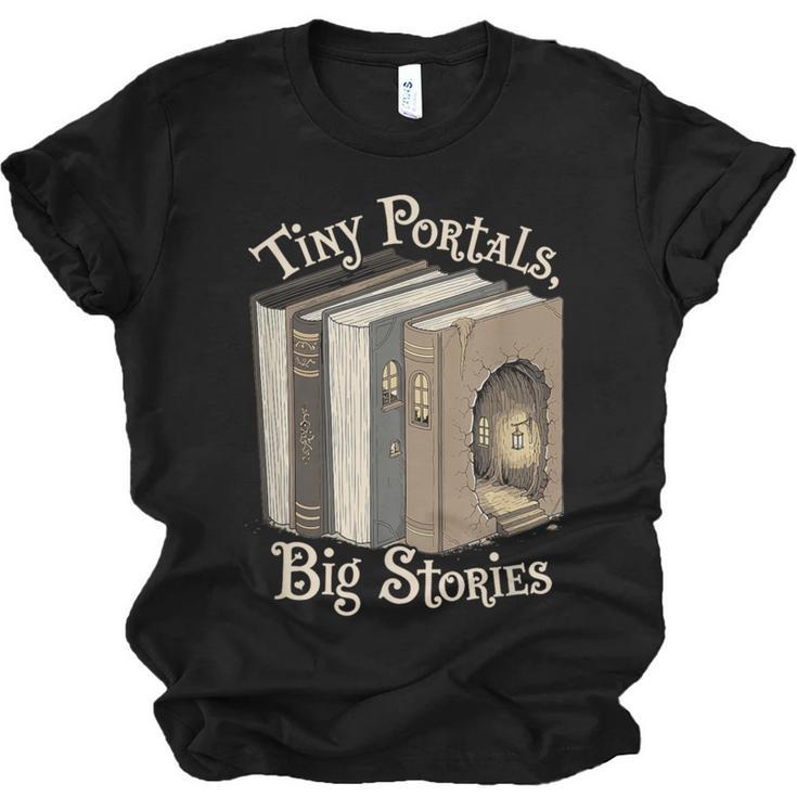 Tiny Portals Big Stories Book Nook Fantasy Gateway Unisex Jersey T-Shirt