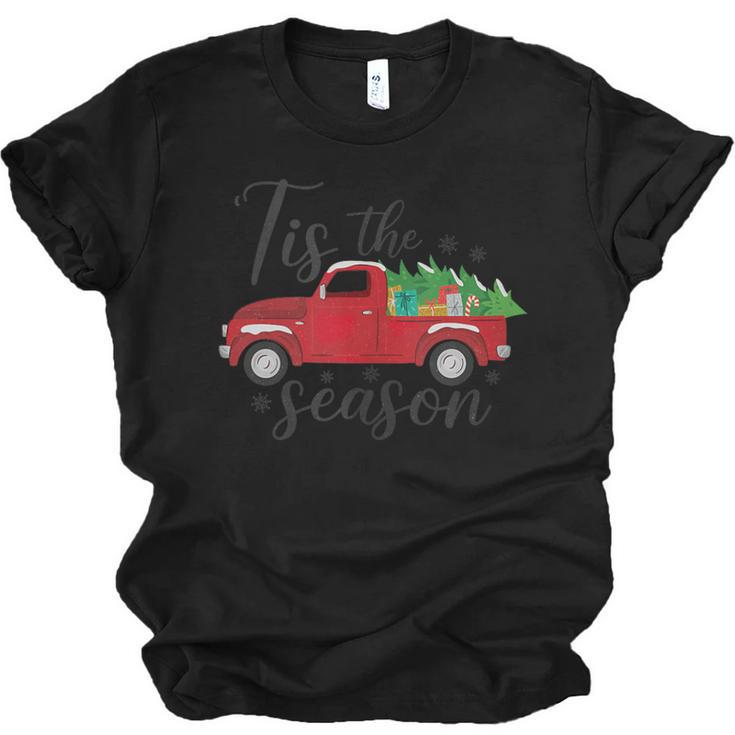 Tis The Season Holiday Nostalgia Red Truck Unisex Jersey T-Shirt