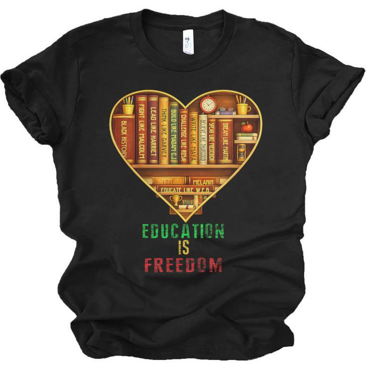 History Education Is Freedom Books Black History Heart Unisex Jersey T-Shirt