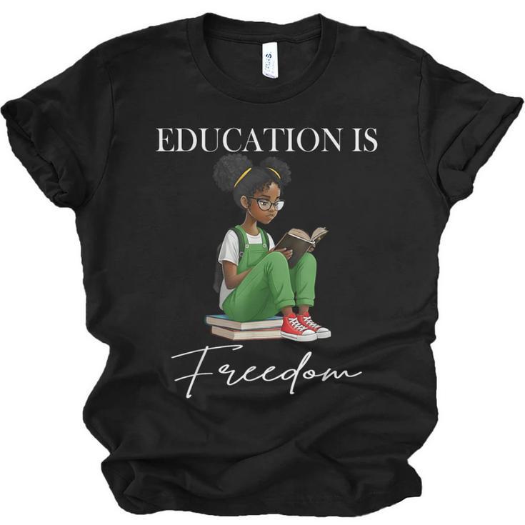 History Month Education Is Freedom Books Black Teacher Unisex Jersey T-Shirt