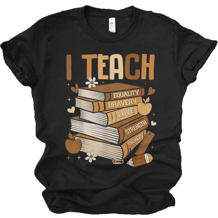 History Month I Teach Melanin Book Black Teacher Unisex Jersey T-Shirt